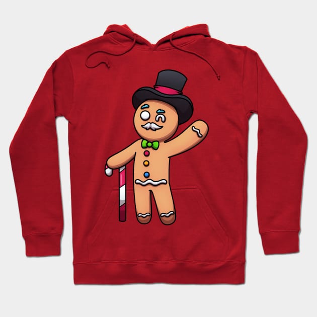 Gingerbread Man With Mustache And Top Hat Hoodie by TheMaskedTooner